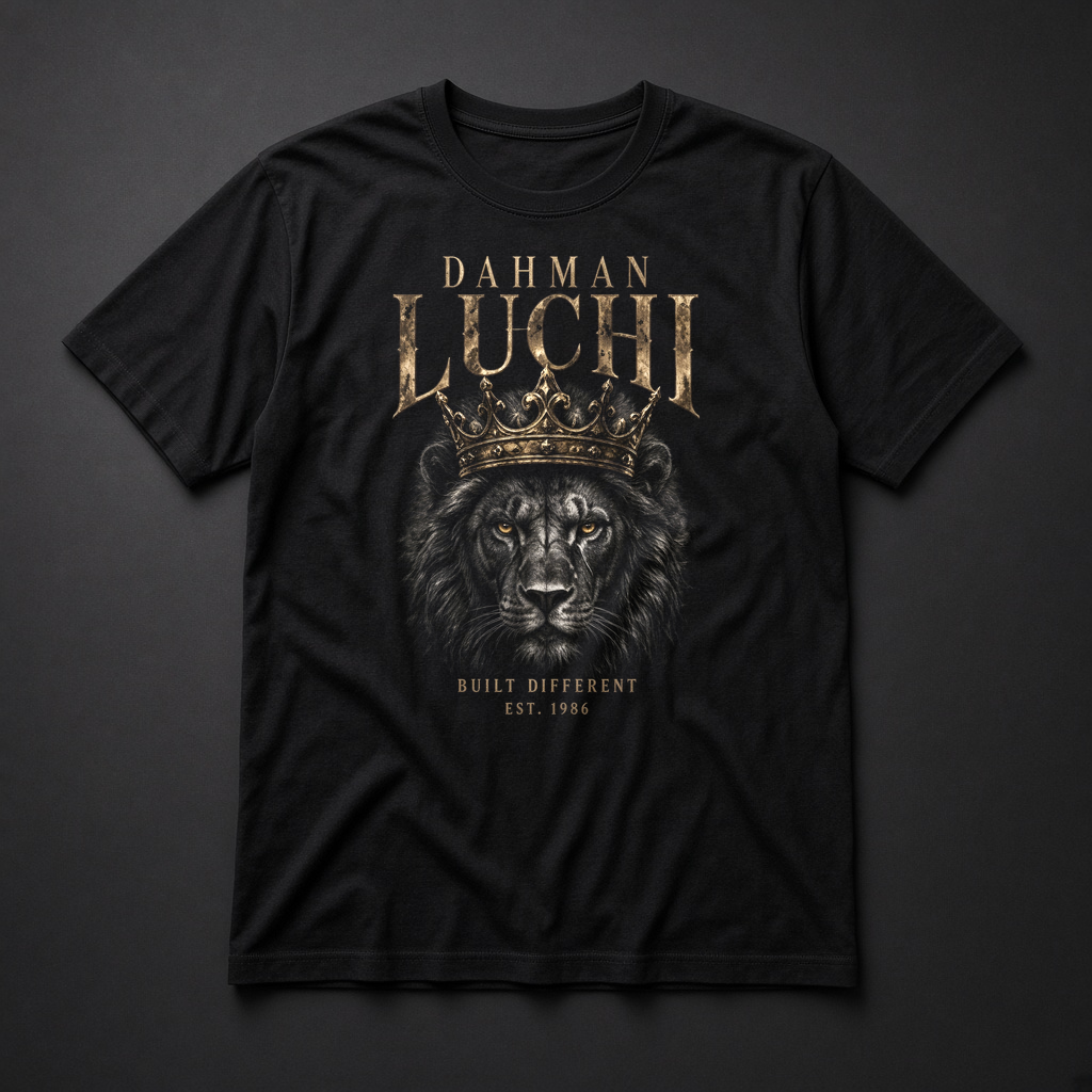 Dahm Luchi Lion Built Different tee mockup